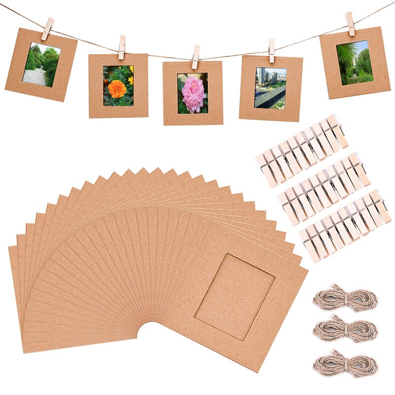 Sunmns Wall Decor Hanging Display Paper Photo Frame Set Compatible with Fujifilm Instax Mini 11 9 8 70 90 26 Camera Films, Mini Link Printer, 30 Piece (Brown) - Image 2